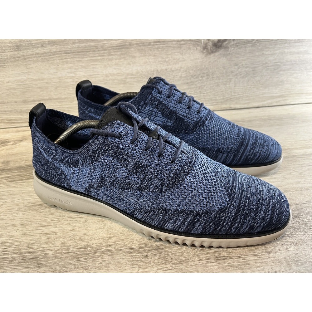 Cole Haan Mens Sz 11 M‎ 2.ZEROGRAND Stitchlite Wingtip Blue Oxford Shoes C27946